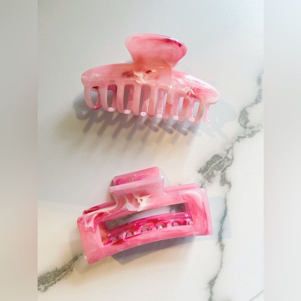 BONNIE Pink Marble Claw Clip Set - 2 piece